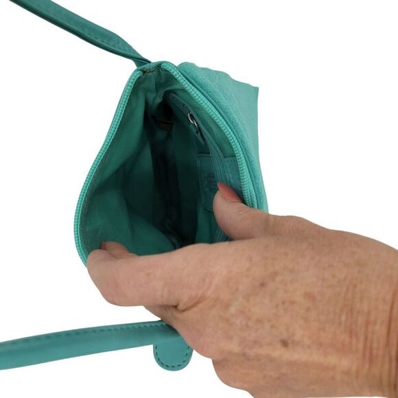 ILI New York Leather Crossbody Bag 6647 TRQ Adjustable Strap Mini Sac Mint Blue - Picture 10 of 13